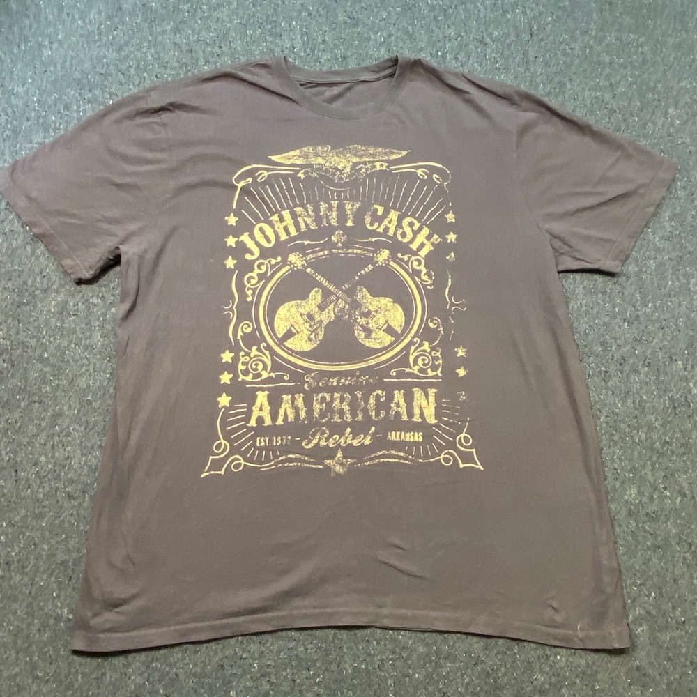 Johnny Cash Genuine American Rebel TShirt Sz XXL Mens Black Country Rock Graphic